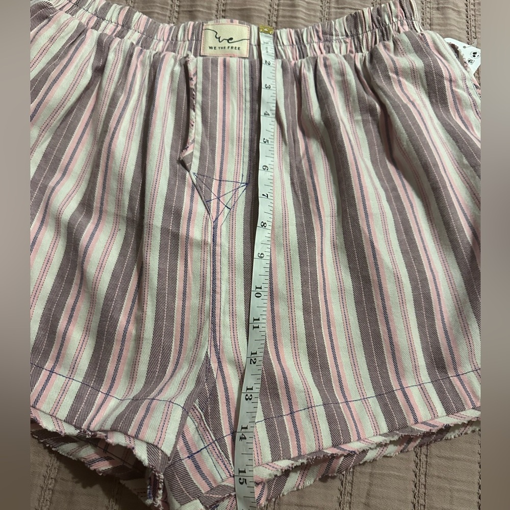 Free People We The Free Day To Day Flannel Boxers Pajama Shorts Burgundy Combo - Picture 9 of 15